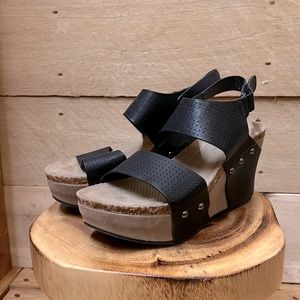 Pierre Dumas Leather Studded Wedges, US 9